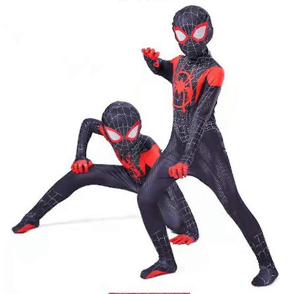 Lequeen Spiderman Miles Morales Cosplay Costume Fancy Dress Kids Children Boy Party Jumpsuit Carnival Halloween Outfit 7-9 Years