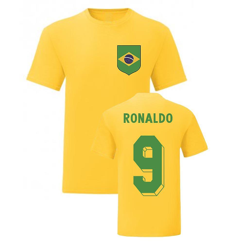 UKSoccerShop Ronaldo Brazil National Hero Tee's (Yellow) XLB (12-13 Years)