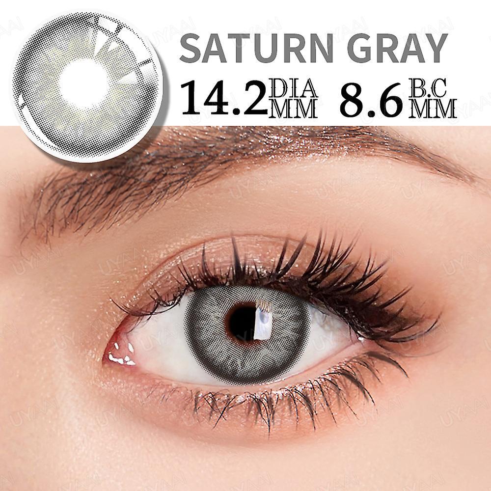 Aionyaaa Uyaai 1pair Yearly Contact Lenses Colored Contacts Blue Grey Beautiful Pupil Natural Contact Lens For Eyes Fashion Cosmetic Saturn Gray 0.00