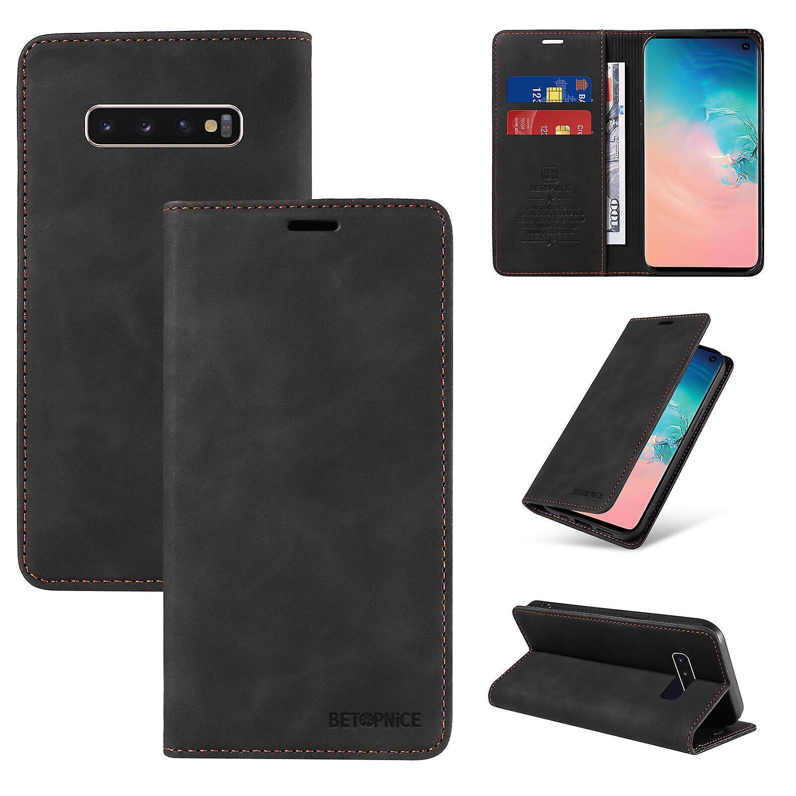 Gangxun Case For Samsung Galaxy S10 Leather Folio Wallet Magnetic Protective Cover Compatible With Samsung Galaxy S10 Case Black