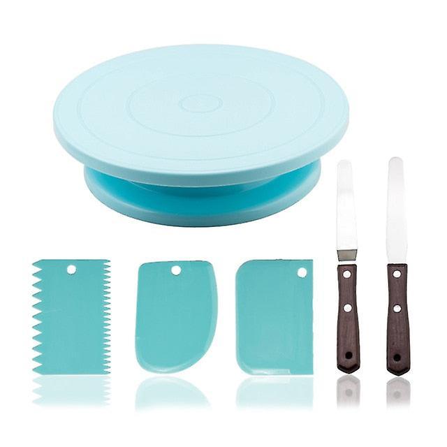 Slowmoose Plastic Cake Turntable Rotating Cake - Plastic Dough Knife Decorating Cream - blue set