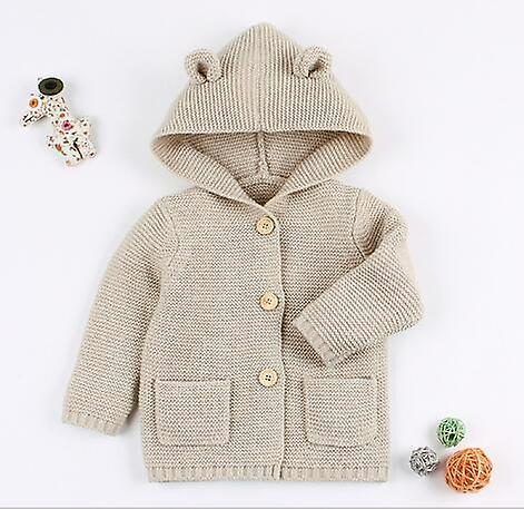 Slowmoose Baby/ Winter Warm Sweaters, Long Sleeve Hooded Coat 12M / Khaki-2000139003