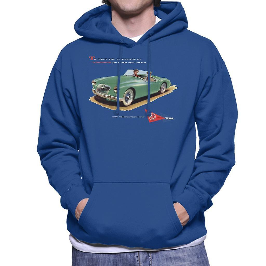 MG On Road And Track British Motor Heritage Men's Hooded Sweatshirt Royal Blue Large