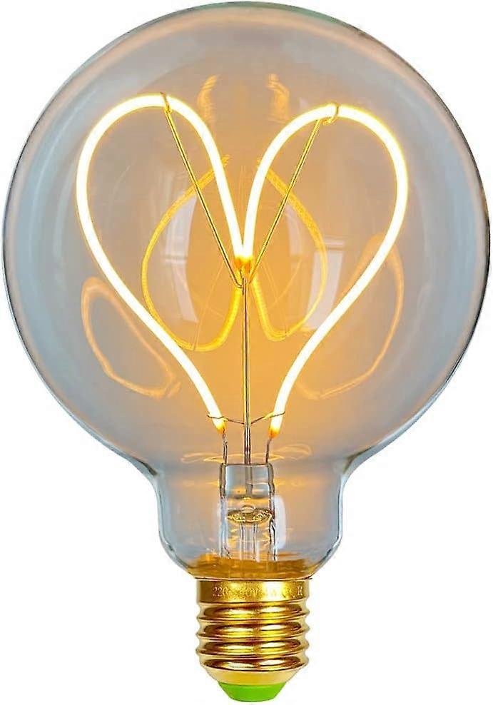 Lertenys LED Bulbs Vintage Bulb 4W Dimmable Antique Edison Led Filament Bulb 220/240V G95 Heart Warmth Glow (Transparent) [Energy Class G]