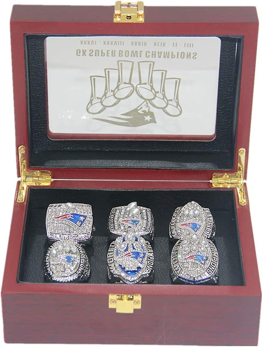 Sakee All 6-time New England Tom Championship 'patriots Brady Rings Set With Box Gifts For Women Mens Kids Boys Fathers