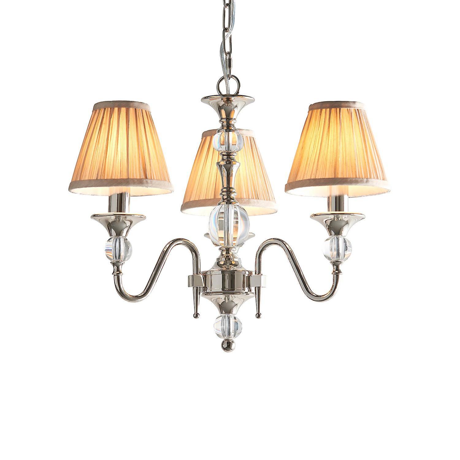 Polina 3 Light Multi Arm Ceiling Pendant Chandelier Polished Nickel E14