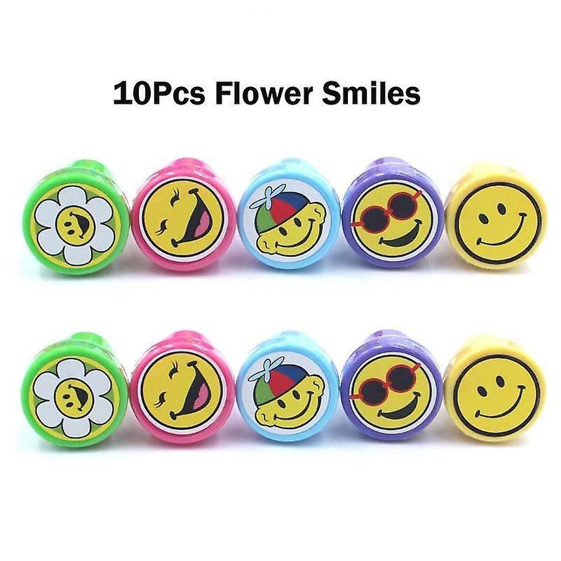 Slowmoose Cute Cartoon Pattern-rubber Stamp 2x5Pcs Flower Smiles