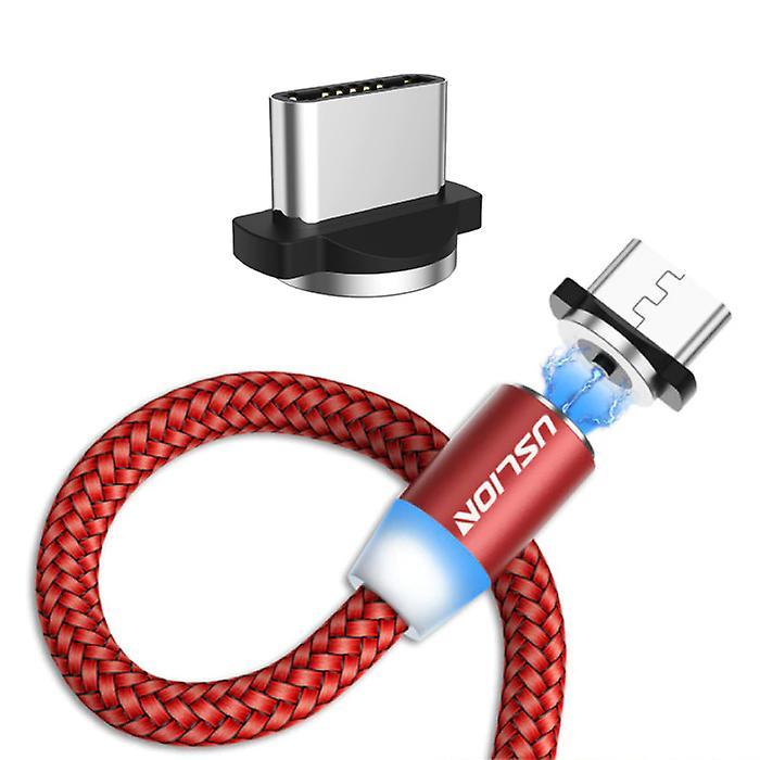 USLION USB-C Magnetic Charging Cable 3 Meter Type C - Braided Nylon Charger Data Cable Android Red