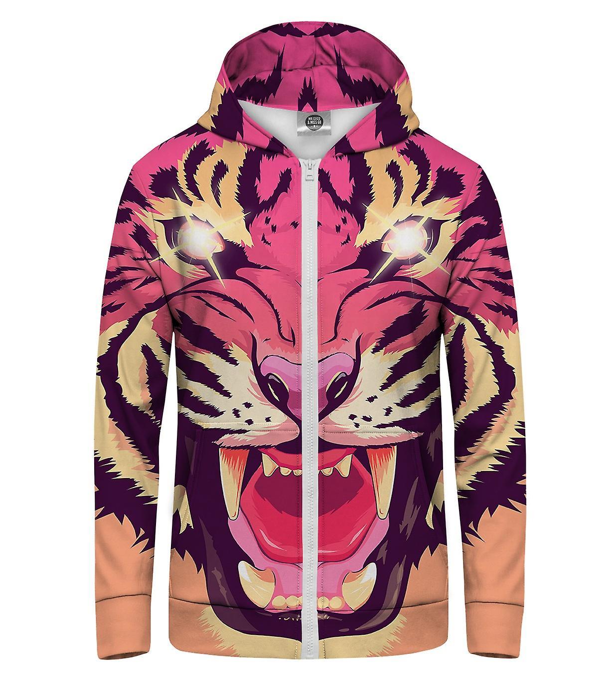 Mr Gugu & Miss Go Mr. GUGU & Miss GO Comic Tiger Zip Up Hoodie pink XL