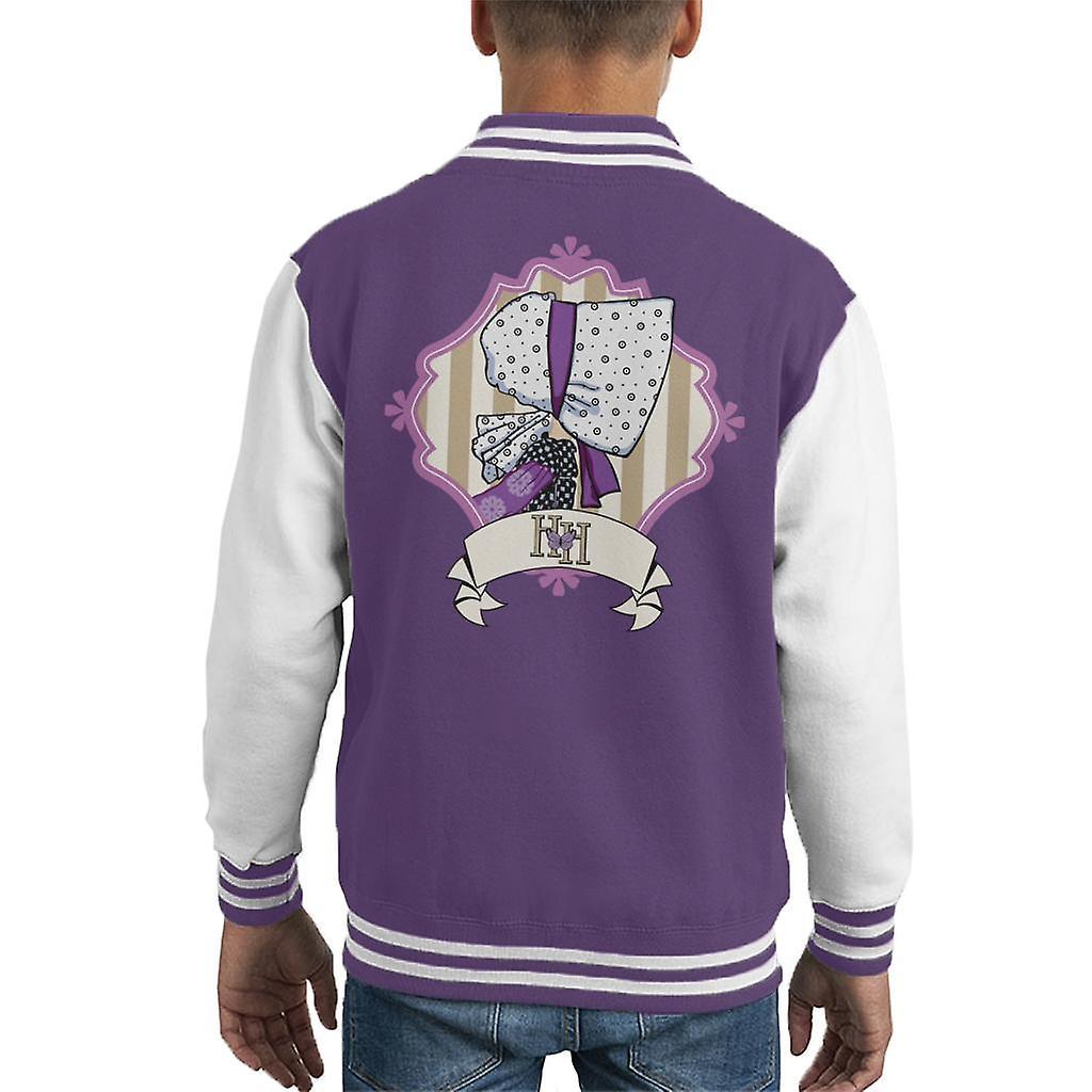 Holly Hobbie Bonnet Side Profile Kid's Varsity Jacket Purple/White Medium (7-8 yrs)