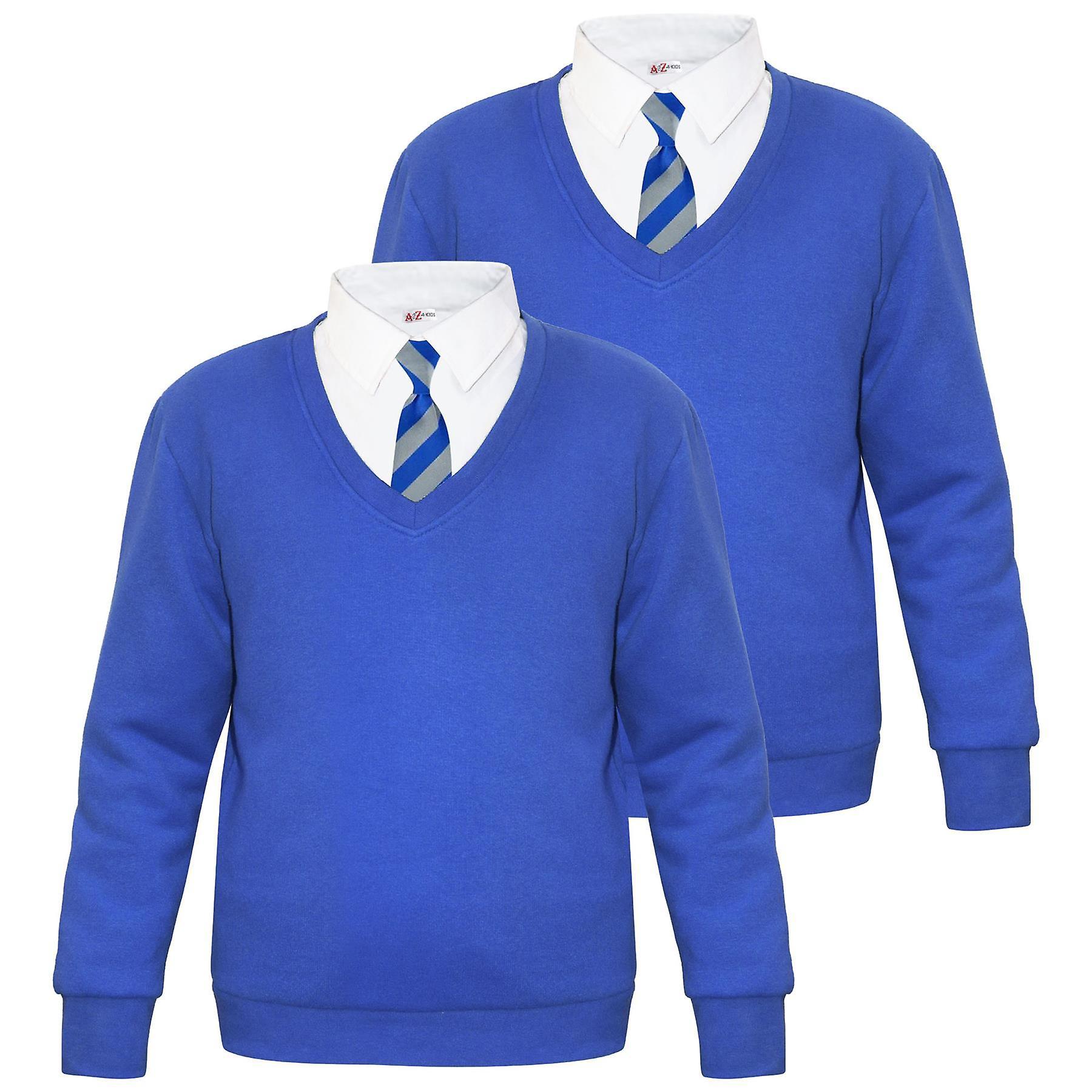 A2Z 4 Kids Kids Girls Boys Scouts School Uniform V Neck Jumper Single & 2 Pack Sweatshirt Royal Blue 2 Pack 5-6 Years