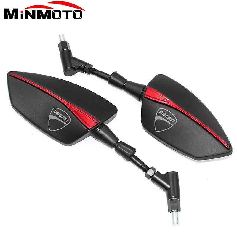 Bicaco Motorcycle Rearview Mirror Mirrors Back Side Convex Mirror For Ducati 400 620 695 696 796 821 Monster Red-A