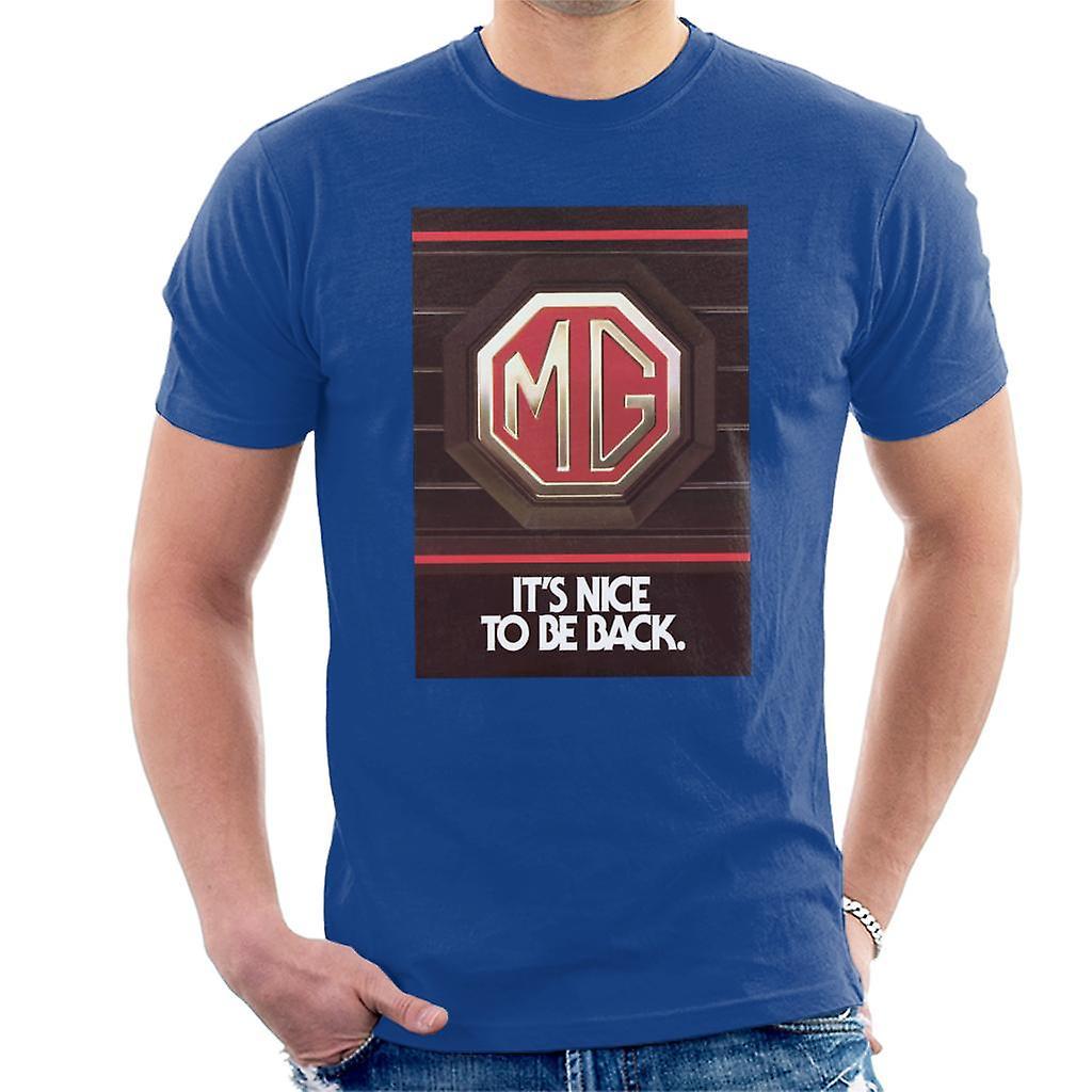 MG Its Nice To Be Back British Motor Heritage Men's T-Shirt Royal Blue Large