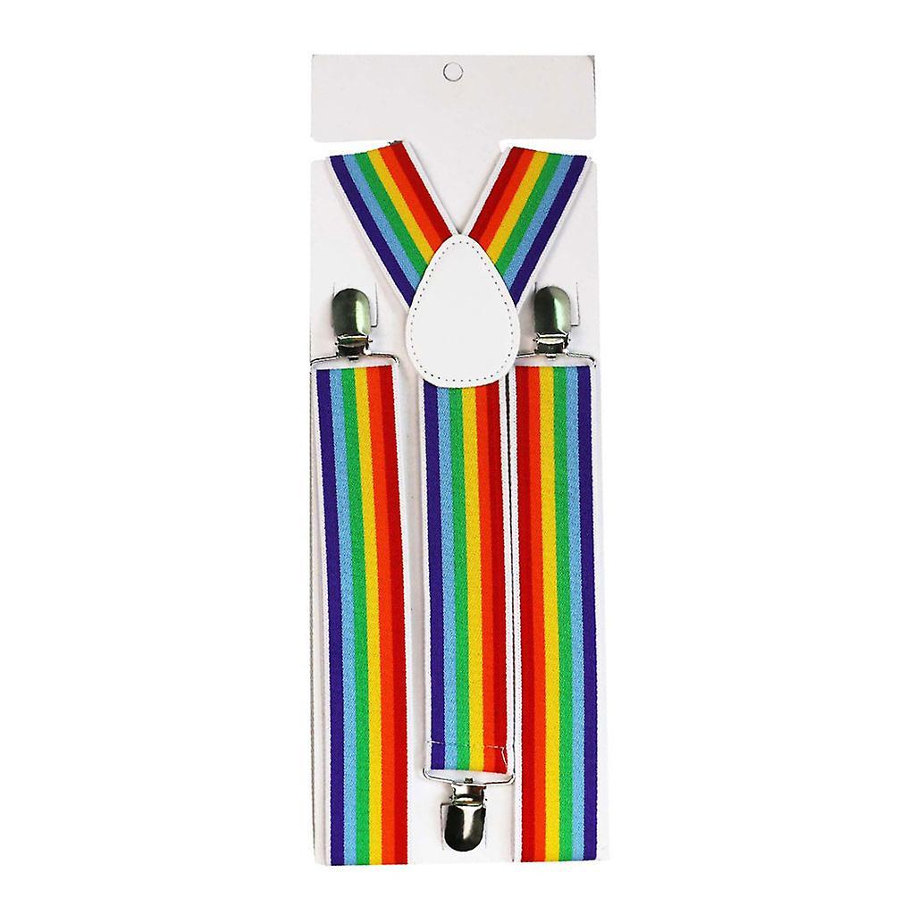 unbrand Children Rainbow Strap Clip Colorful Striped Baby Suspenders Belt Boys And Girls Light rainbow