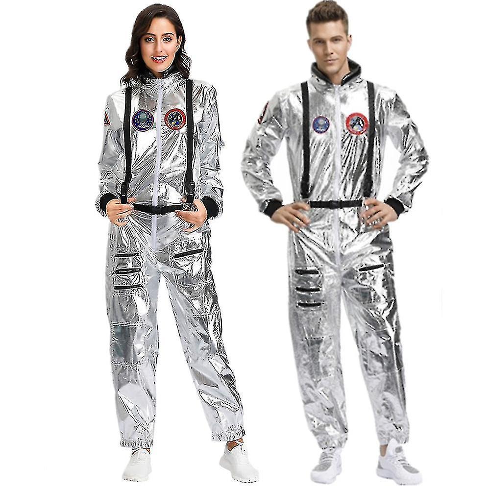 Couples Astronaut Jumpsuit Uniform Carnival Halloween Cosplay Party Space Costume Role Play Fancy Dress Up Men L