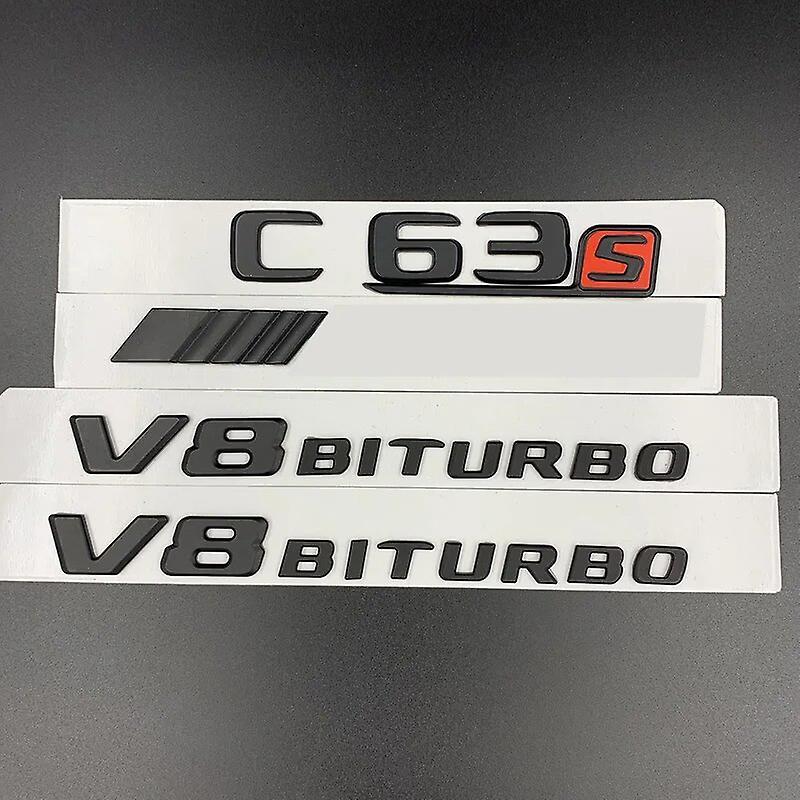 Hikig 3d Abs Black Car Rear Trunk Badge Sticker Fender Side Emblem C63s V8 Biturbo Logo For Mercedes C63 Amg W205 W204 Accessories Glossy Black