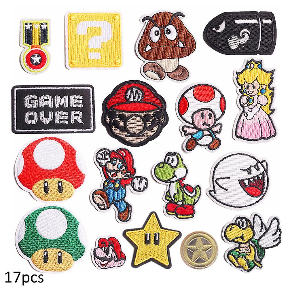 Waytogo Iron On Patches, 17pcs/set Mario Bros Embroidered Patches, Diy Sew Applique Repair Patch, Sew On/iron On Patch Suitable For Jacket, Jeans, ...