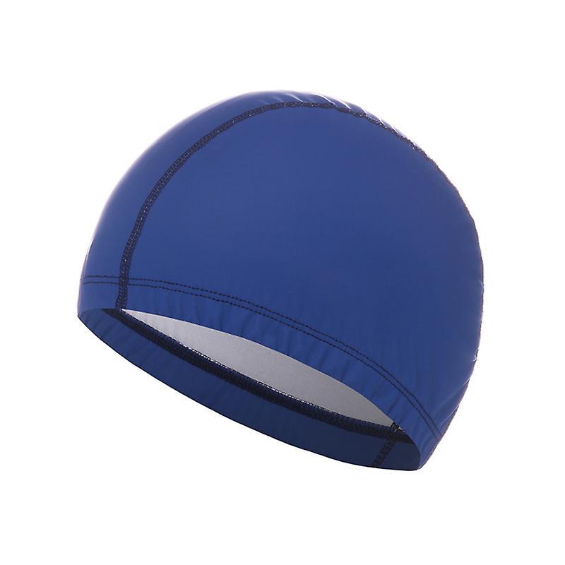 KAKENTH Swimming Cap Anti-deform Fine Workmanship Faux Leather Unisex High Elasticity Bathing Cap for Daily Dark Blue