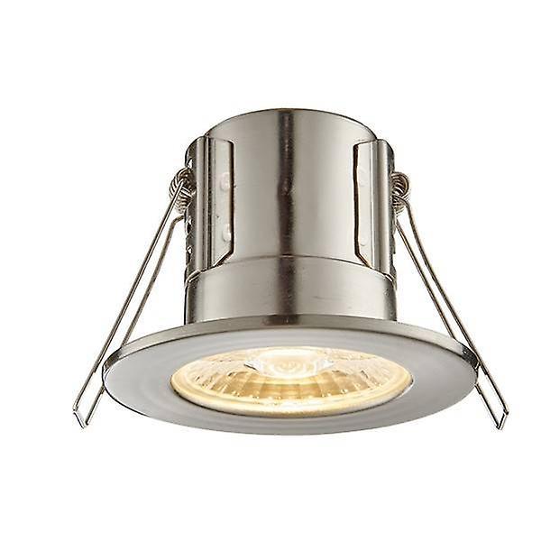 Saxby Lighting Shieldeco Fire Rated Integrated LED Bathroom Recessed Light Satin Nickel Plate, Acrylic IP65