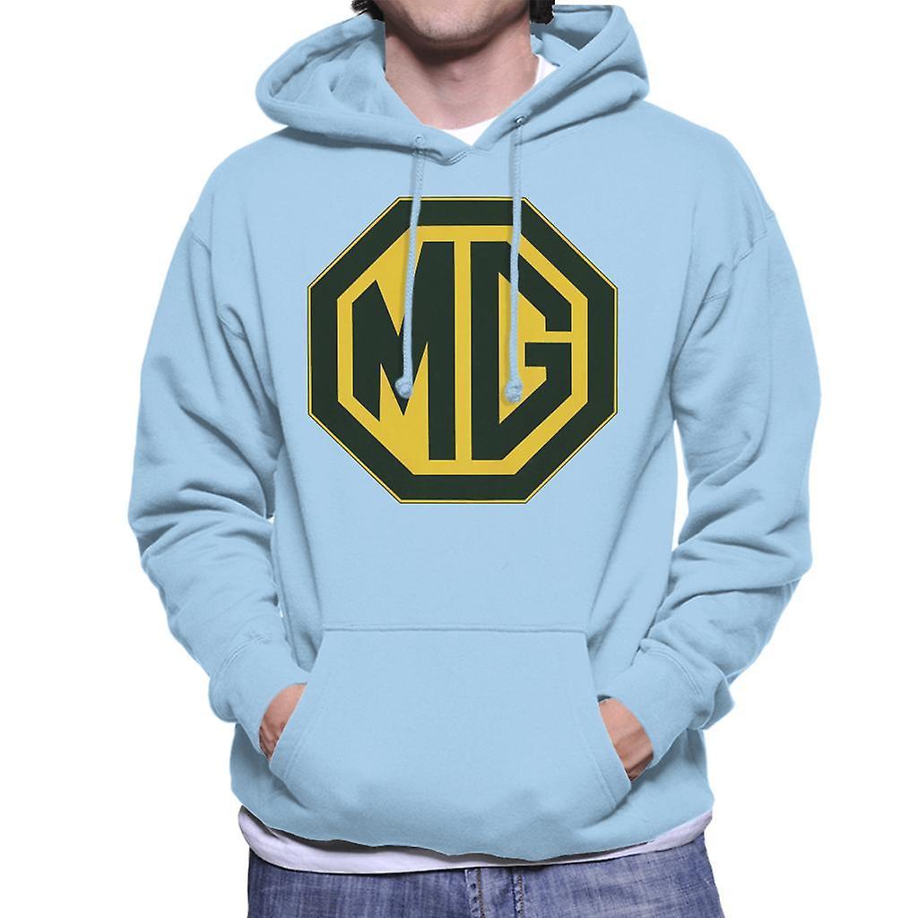 MG Black And Gold Logo British Motor Heritage Men's Hooded Sweatshirt Sky Blue X-Large