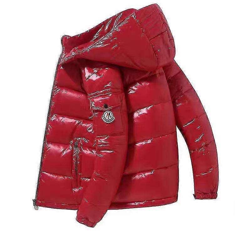 Boeyaa Male Ladies Short Down Jacket Thick Hooded Couple Matching Loose Korean M Red