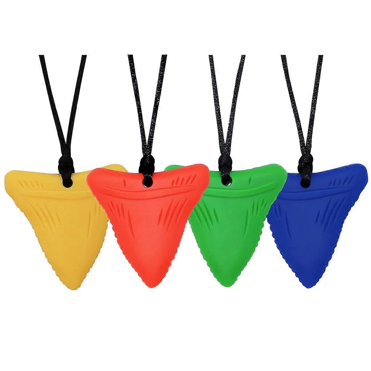 Wjiaer Sensory Chew Necklace for Kids and Adults, 4 Pack Silicone Chewing Pendant Chew Toys for Boys Girls with Autism, ADHD, Biting, Fidgeting Nee...