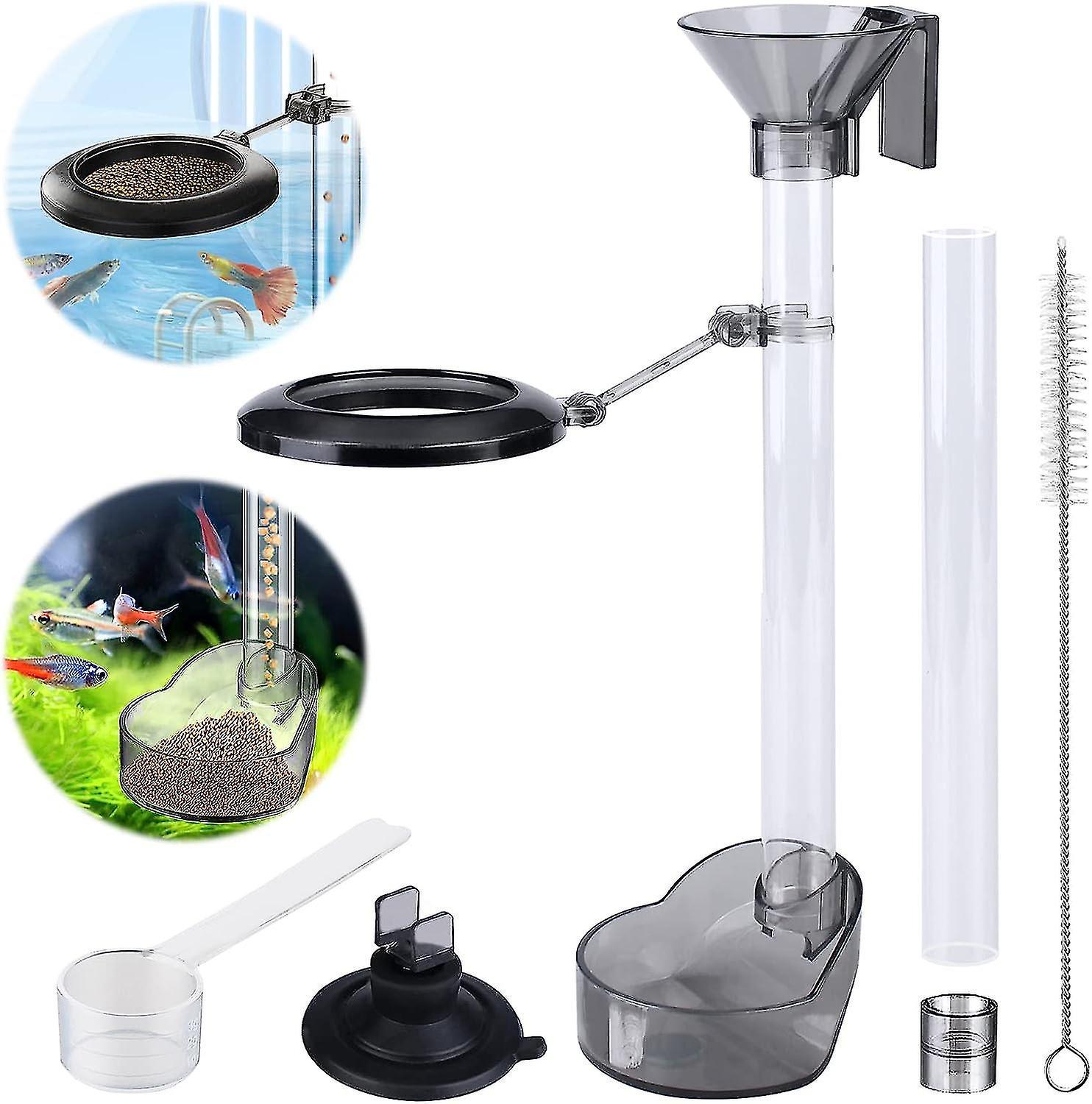 Tianzun Aquarium Feeder, Fish Aquarium, Shrimp Feed Tube Shrimp Feeding Bowl Tube With Suction Cup Cleaning Brush