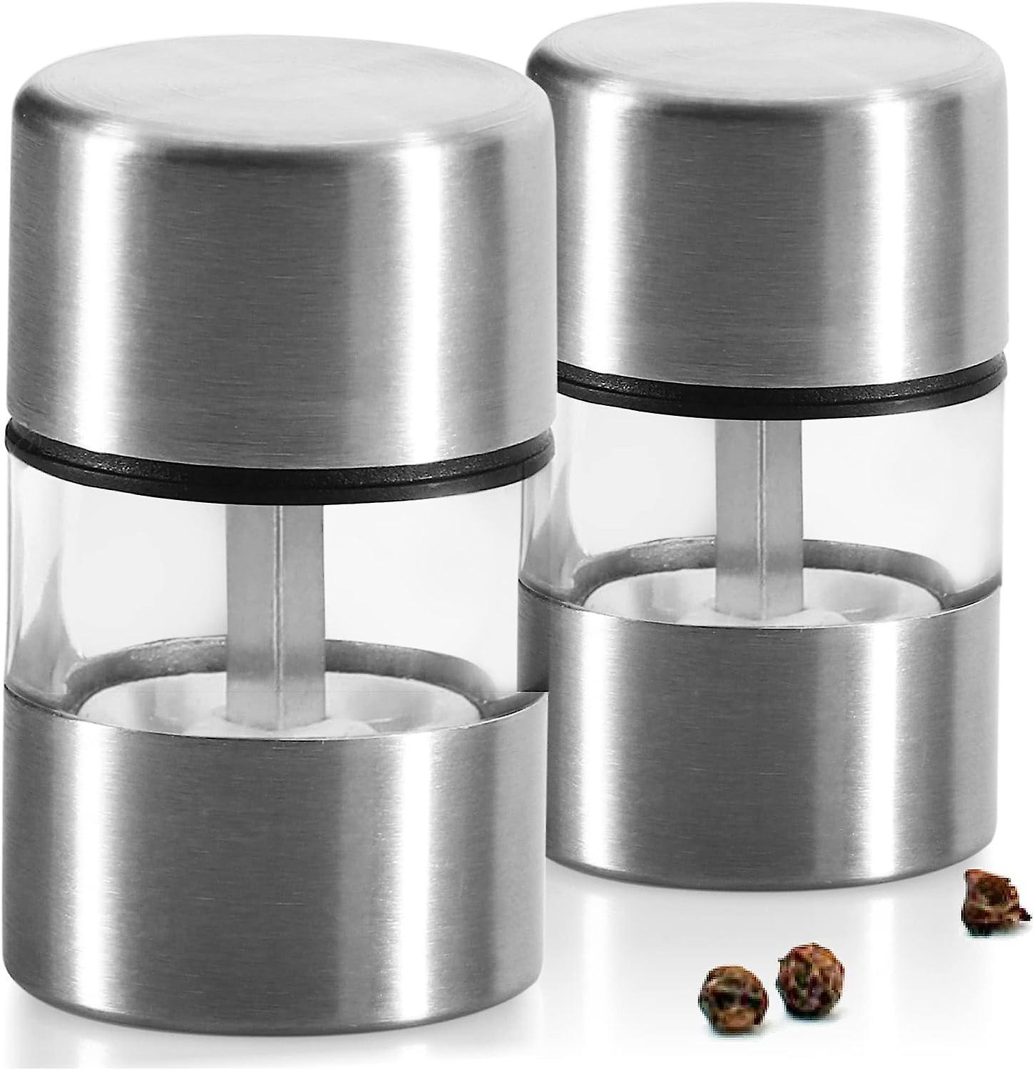 Sztxj 2x Mini stainless steel salt and pepper grinder with ceramic grinder - kitchen accessories - grinder (02 pieces - mini)