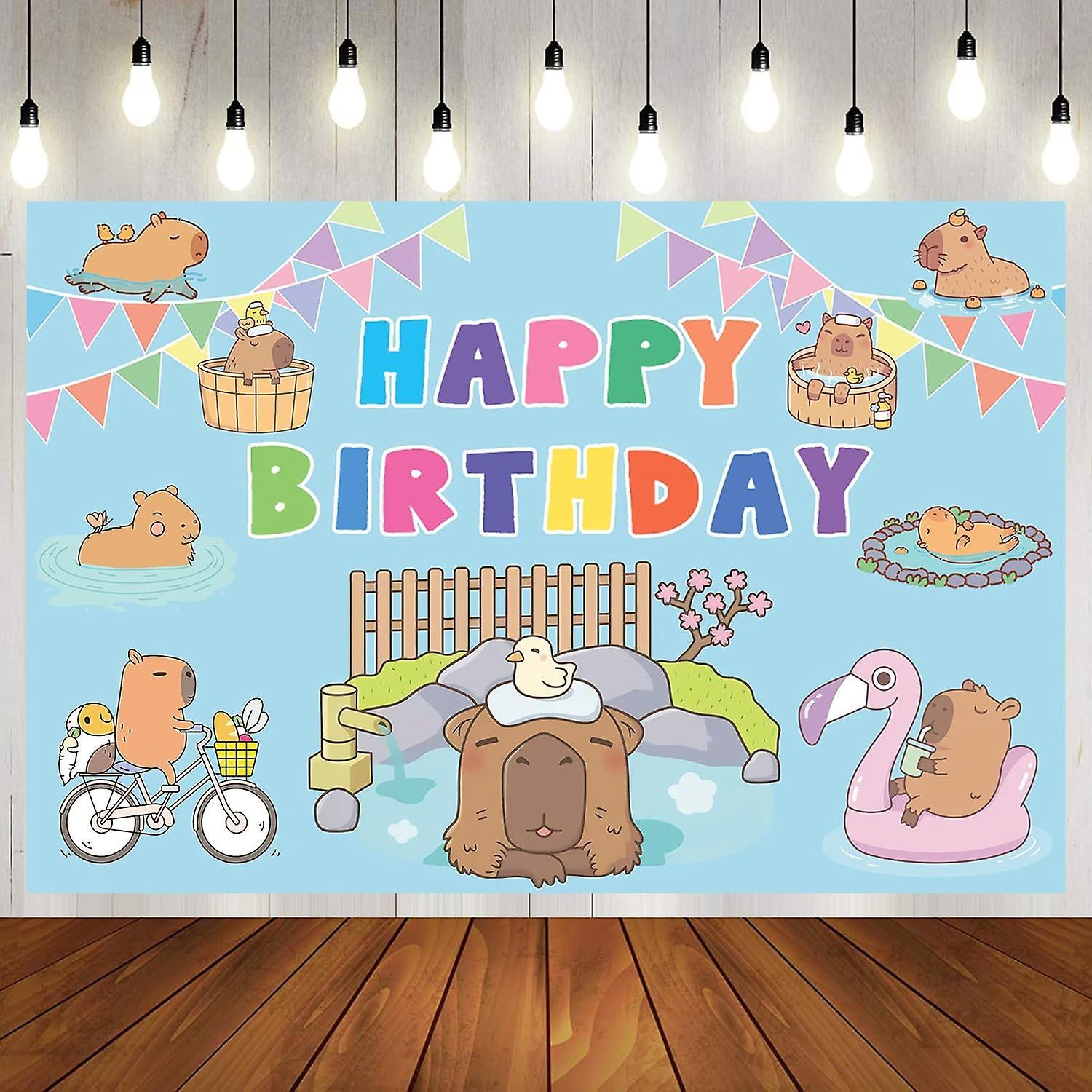 Heyone Capybara Party Background Happy Birthday Background Cartoon Capybara Birthday Party Supplies, Capybara Birthday Decoration Vinyl Capybara Ba...