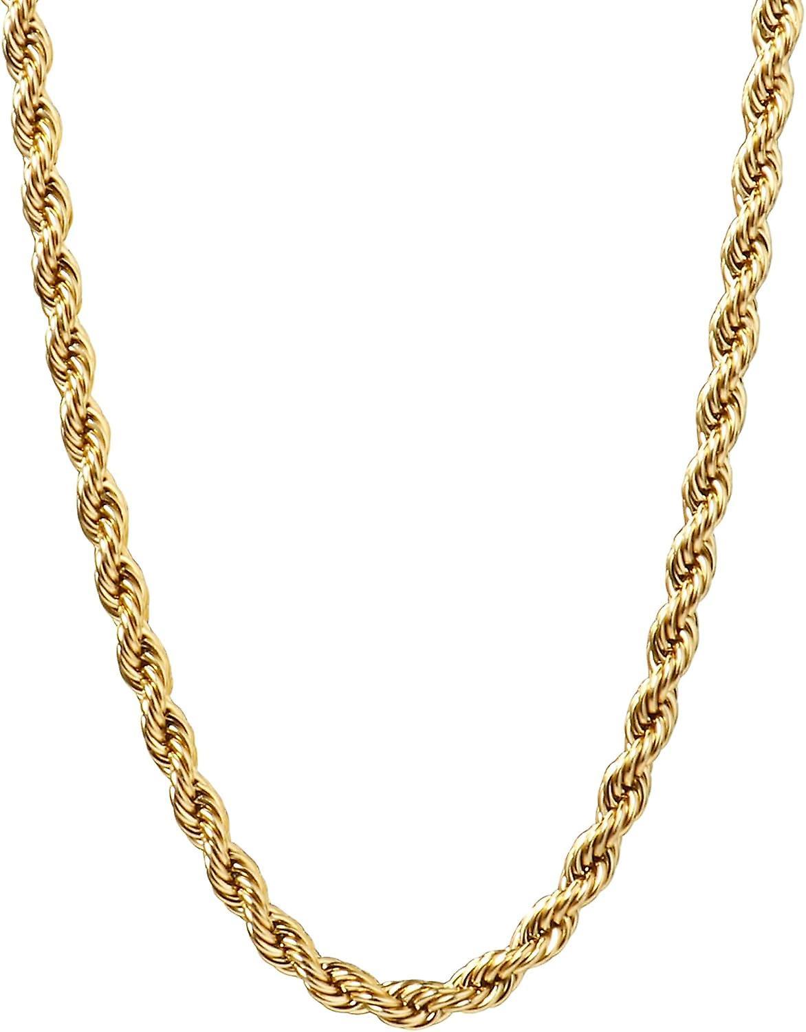 Maromalife Gold Rope Chain For Men 2.5mm 3mm 4mm 18k Gold Plated Stainless Steel Rope Chain Necklace For Mens Women gold-2.5mm 22in