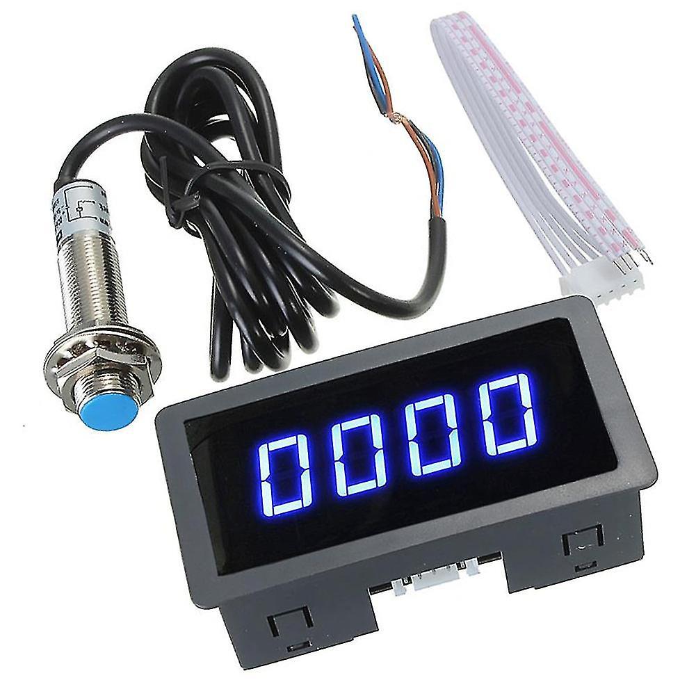 Bean Newway 4 Digital LED Blue Tachometer RPM Speed Meter+Hall Proximity Switch Sensor