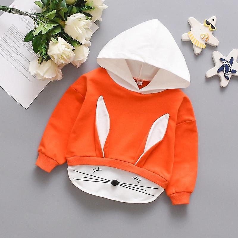 Slowmoose Kidslong Sleeve, Cartoon Rabbit Hooded Sweatshirts Orange 18M