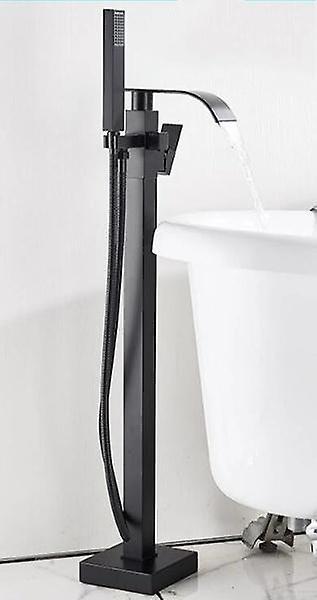 Slowmoose Floor Standing, Matte Black Square Bathtub Shower Faucets For Hot & Cold Water Black - TYPE C