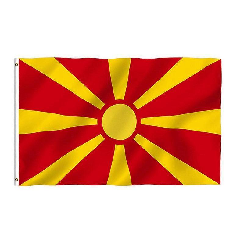 Redkid Macedonia flag 90*150cm Hanging Macedonia Macedonian National flag indoor outdoor decoration 90 x 150cm