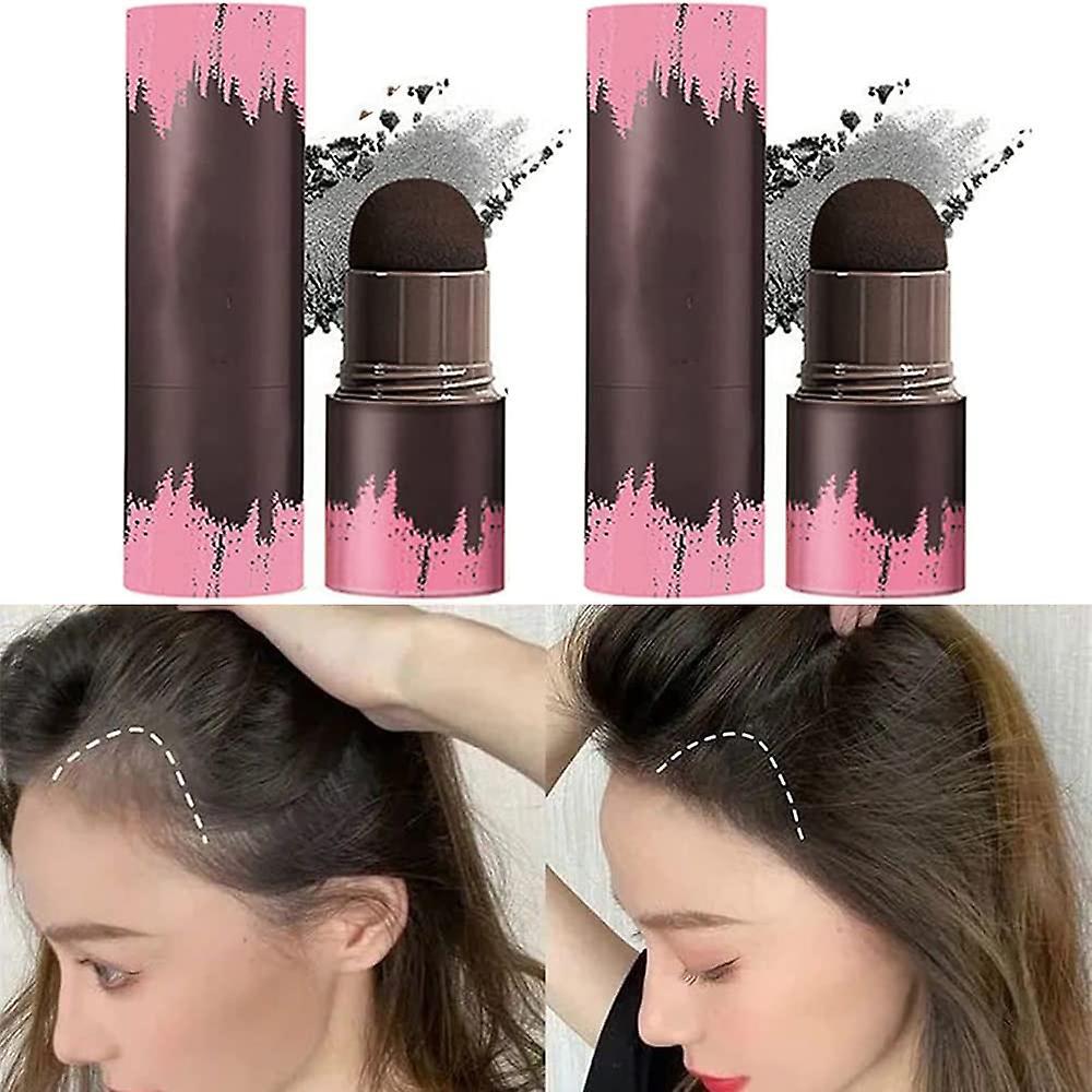 unbrand Hairline Powder Stick, Hair Shadow Powder Root Touch Up Powder, Waterproof Hair Shading Sponge Pen Hair Filler Powder Pearl Black 2pcs