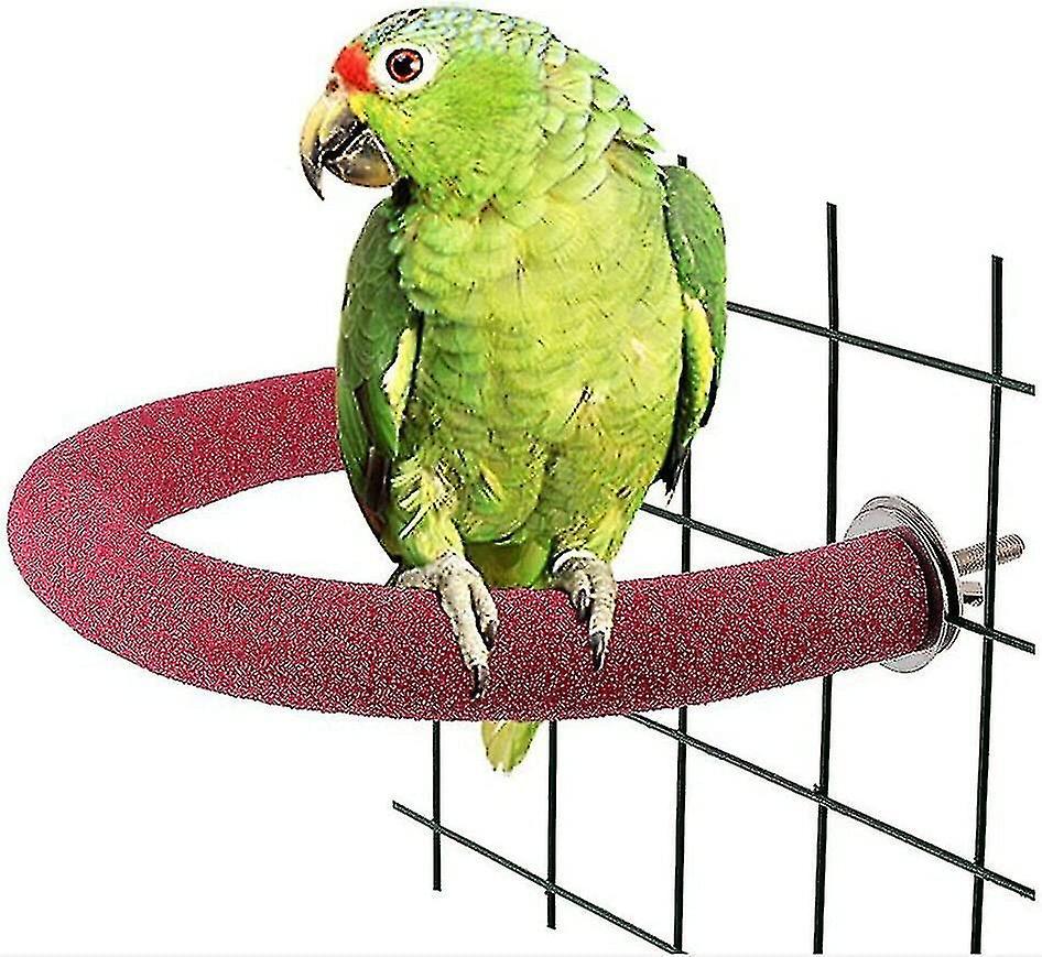 Qinfen U Shape Parrot Perch Stand,quartz Sands Bird Cage Perches Paw Grinding Clean Stick For Cockatiels Macaws Parrots Red L