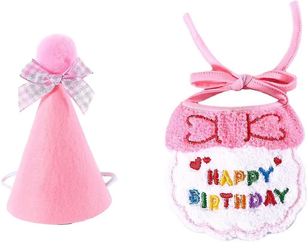 Tianzun Cat Birthday Bandana Cute Dog Birthday Hat Pets Birthday Party Supplies Birthday Outfit For Cat And Dog Pink