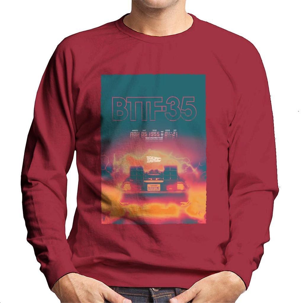 Back to the Future Delorean 35 Electric Flames Men's Sweatshirt Cherry Red X-Large