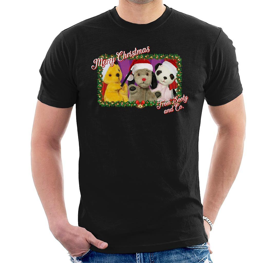 Sooty Christmas Merry Xmas From Sooty And Co Men's T-Shirt Black Large