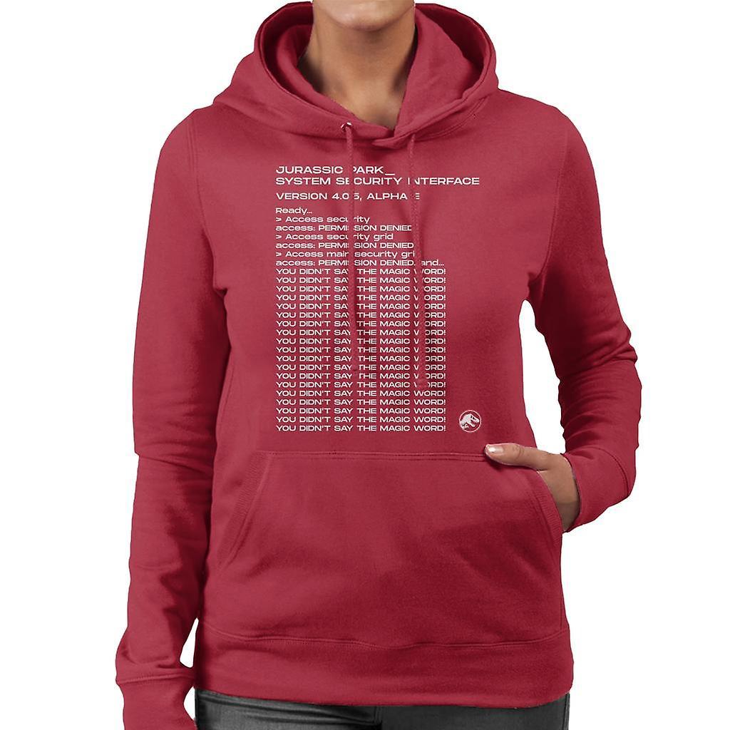 Jurassic Park System Security Interface Women's Hooded Sweatshirt Cherry Red XX-Large