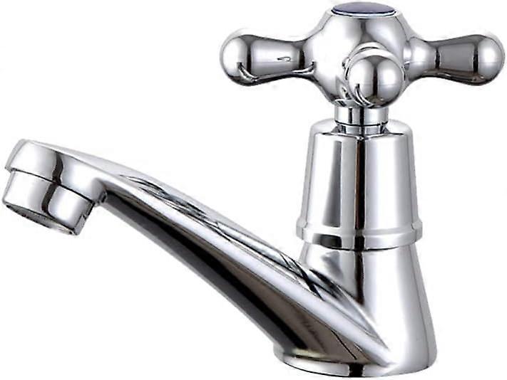 Aiducho Water Faucet 1Pc Basin Taps Mixers Bathroom Sink Tap Basin Mixer Tap Single Lever Basin Faucet Cross Handle Cold Water Sink Basin Taps for ...