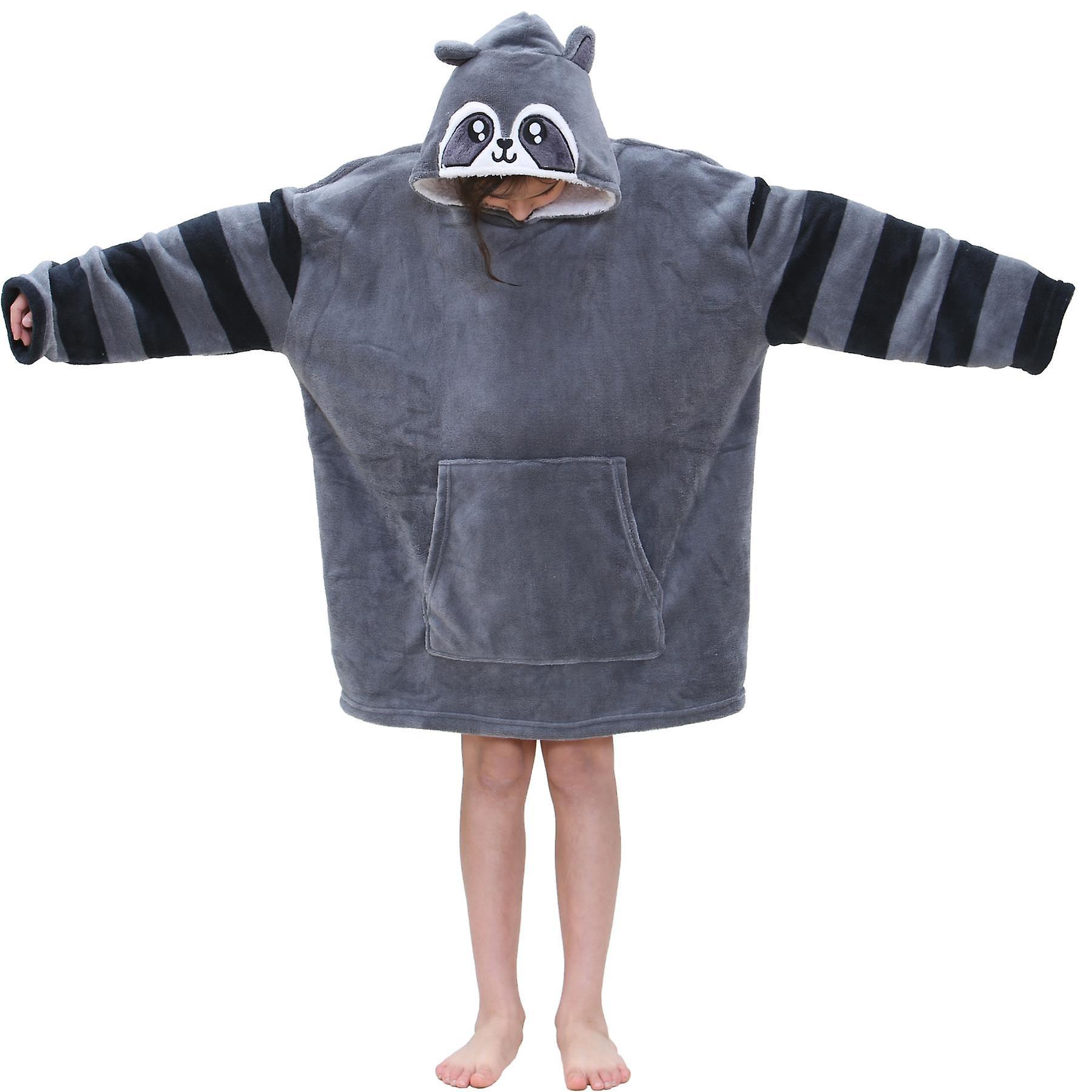 A2Z 4 Kids Kids Unisex Oversized Hoodie Snuggle Raccoon Fleece Hooded Blanket 3-6 Years