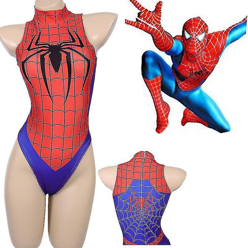 Yxuo Spider-man Jumpsuit Bikini Cosplay Costume Swimsuit Multiple Sizes Available S