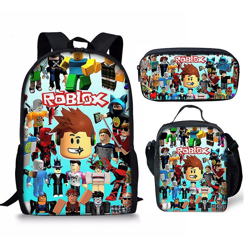 Shznv Roblox Student Schoolbag Digital Printing Backpack Three-piece Lunch Bag Pencil Case