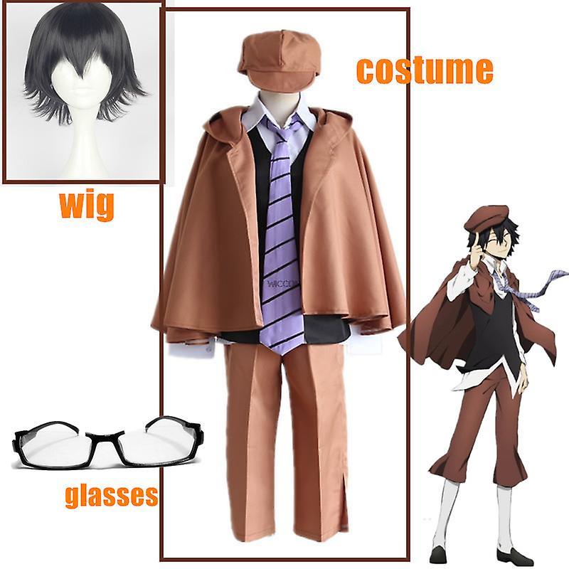 Hxetlv 2023 Anime Bungo Stray Dogs Detective Ranpo Edogawa Cosplay Costume Uniform Suit Or Black Wig S costume wig glasses