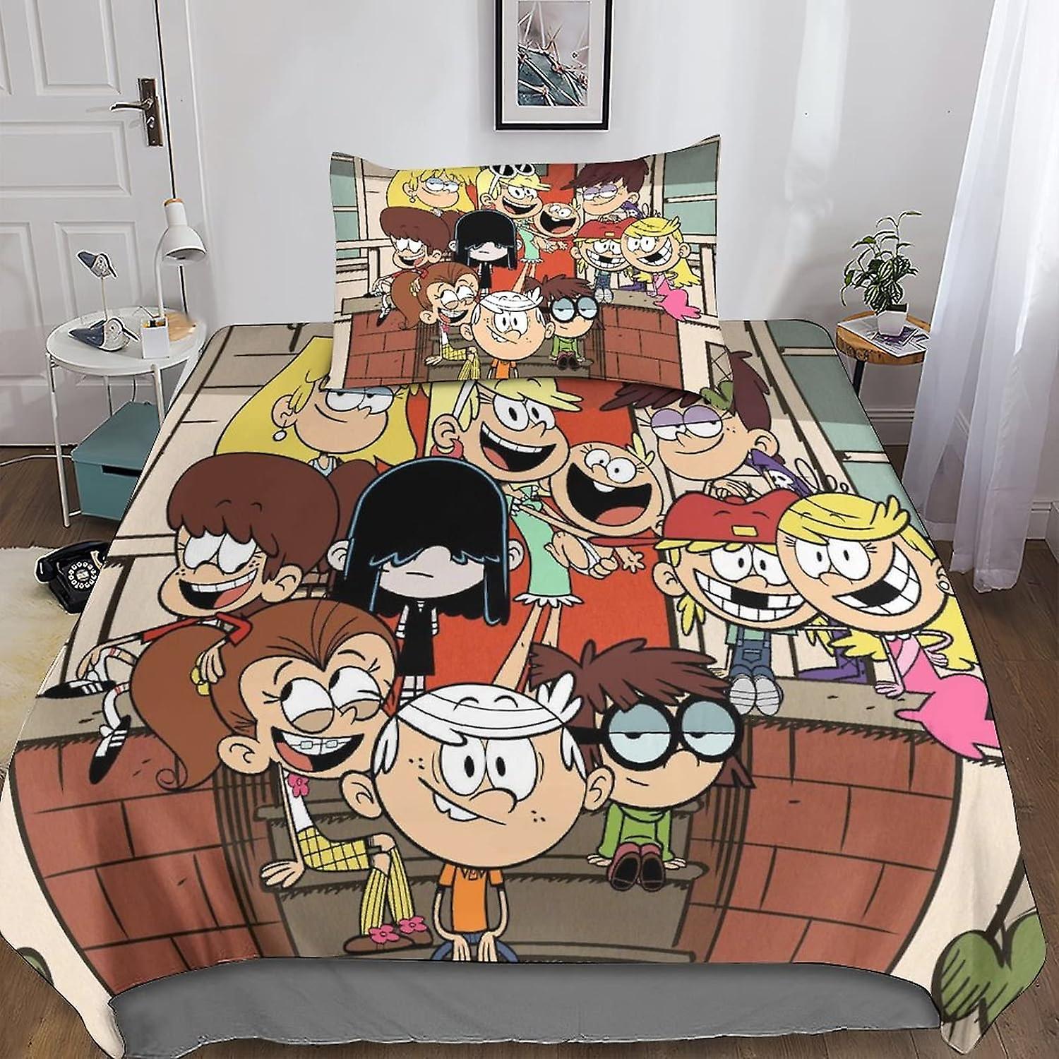 Kerota The Loud House Bedding Set Bedding Set for Adults and Children D Print Pattern The Loud House Soft Microfiber Duvet Cover with Pillowcases 1...