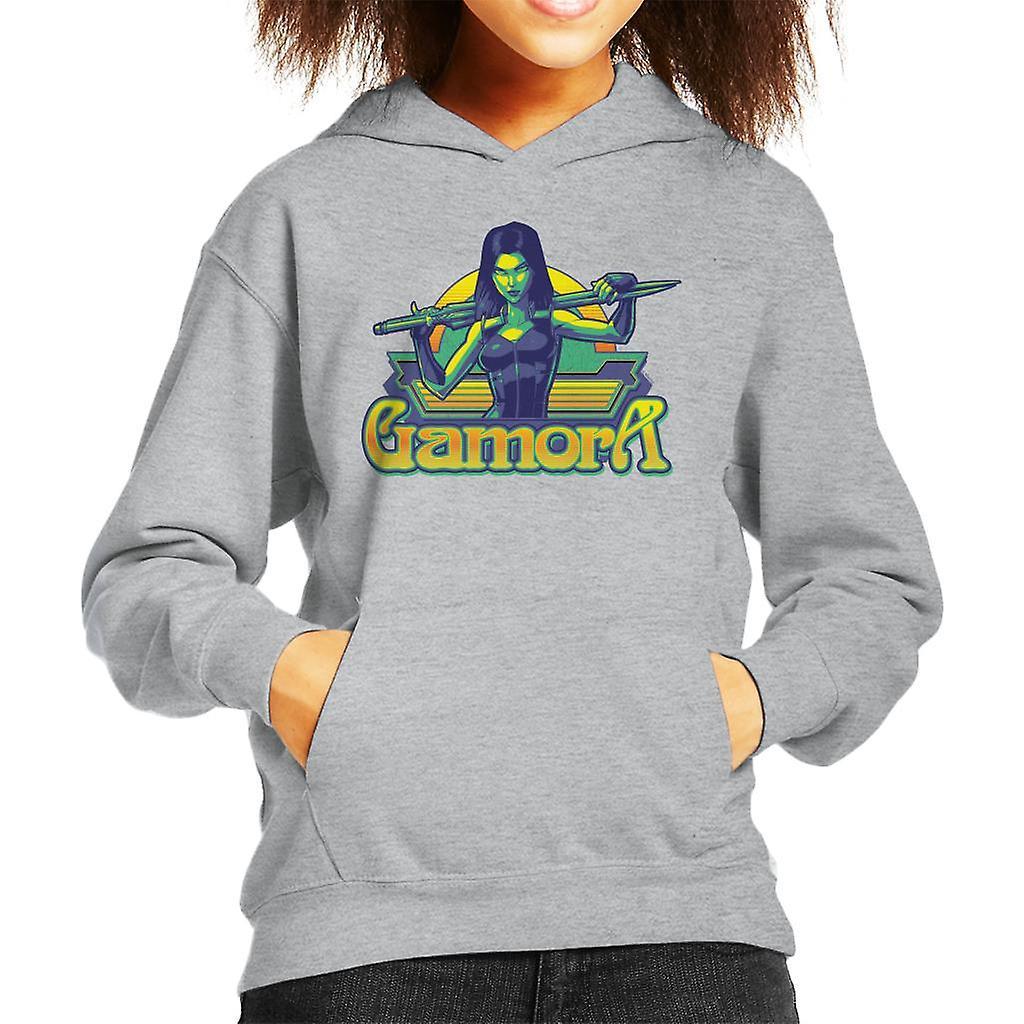 Marvel Guardians Of The Galaxy Gamora Sword Pose Kid's Hooded Sweatshirt Heather Grey X-Large (12-13 yrs)