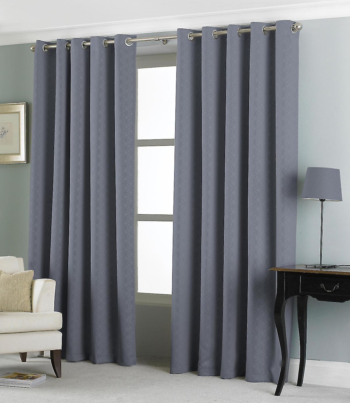 Country Club Eden Jacquard Curtains 90 x 90 Charcoal Grey