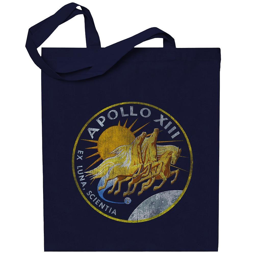 NASA Apollo 13 Mission Badge Distressed Totebag Navy Blue 38 x 42 cm