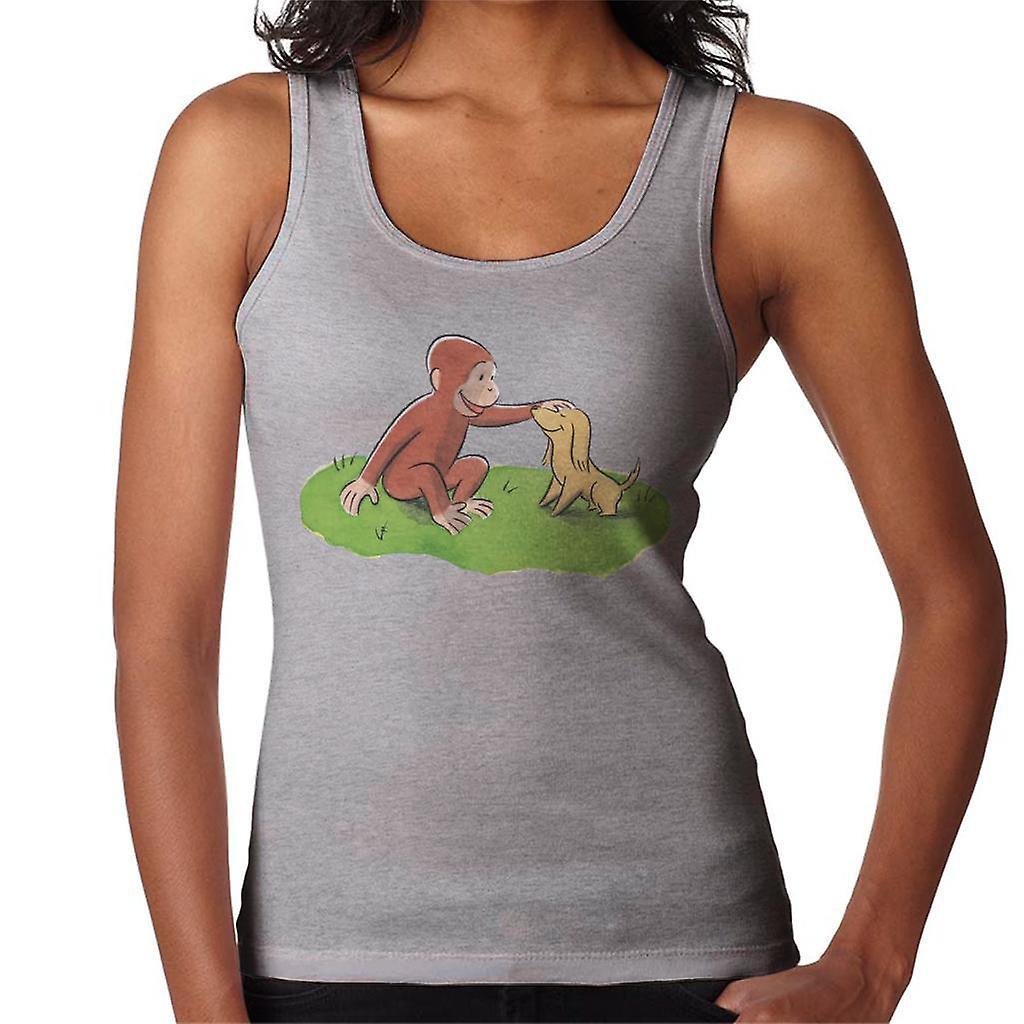 Curious George Stroking Dog Women's Vest Heather Grey XX-Large